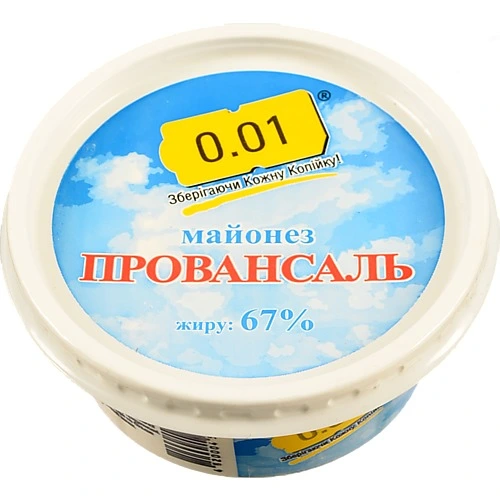 Майонез 0.01 190г 67% провансаль