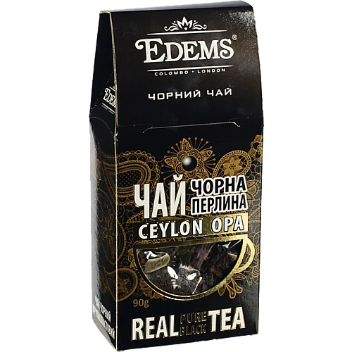 Чай чорний цейлонський крупнолистовий Чорна перлина Еdems к/у 90г