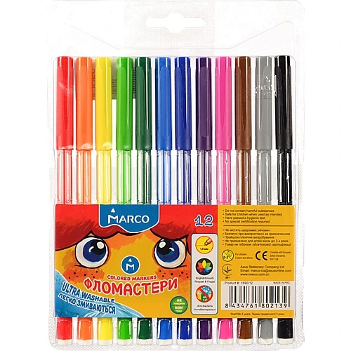 Фломастери Super Washable. 12 кол.