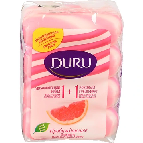 Мило туалетне з екстрактом рожевого грейпфруту та зволожуючим кремом 1+1 Duru 4х80г