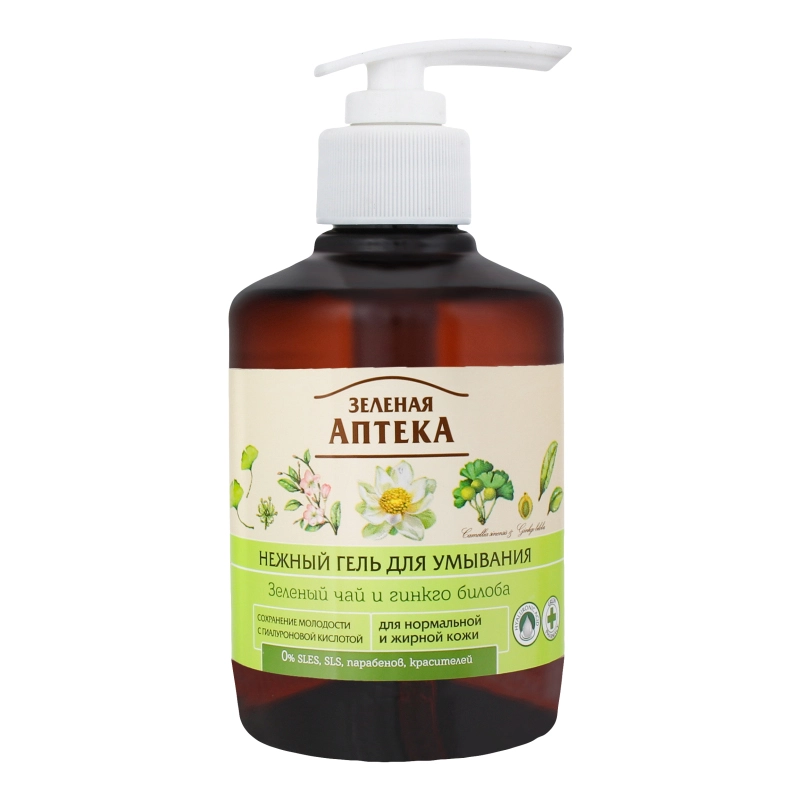 Гель для вмивання ніжний Зелений чай Зеленая аптека 270мл