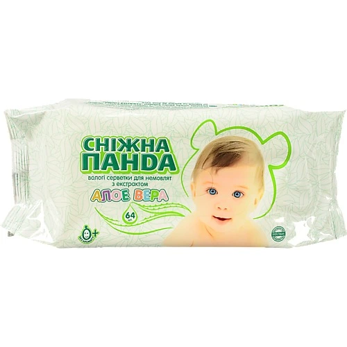 Серветки вологі для немовлят з екстрактом алое вера Сніжна панда 64шт