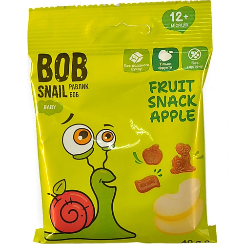 Снек фруктовий для дітей від 12міс Apple Baby Bob Snail м/у 40г