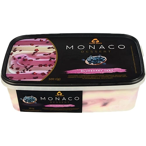 Морозиво Три Ведмеді 10% двошарове Blueberry tart Dessert Monaco 500г