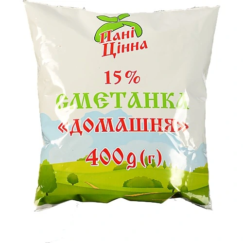 Сметанка Пані Цінна 400г домашня 15% пл.