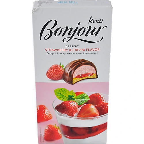 Печиво Бонжур 232г полуниця вершки