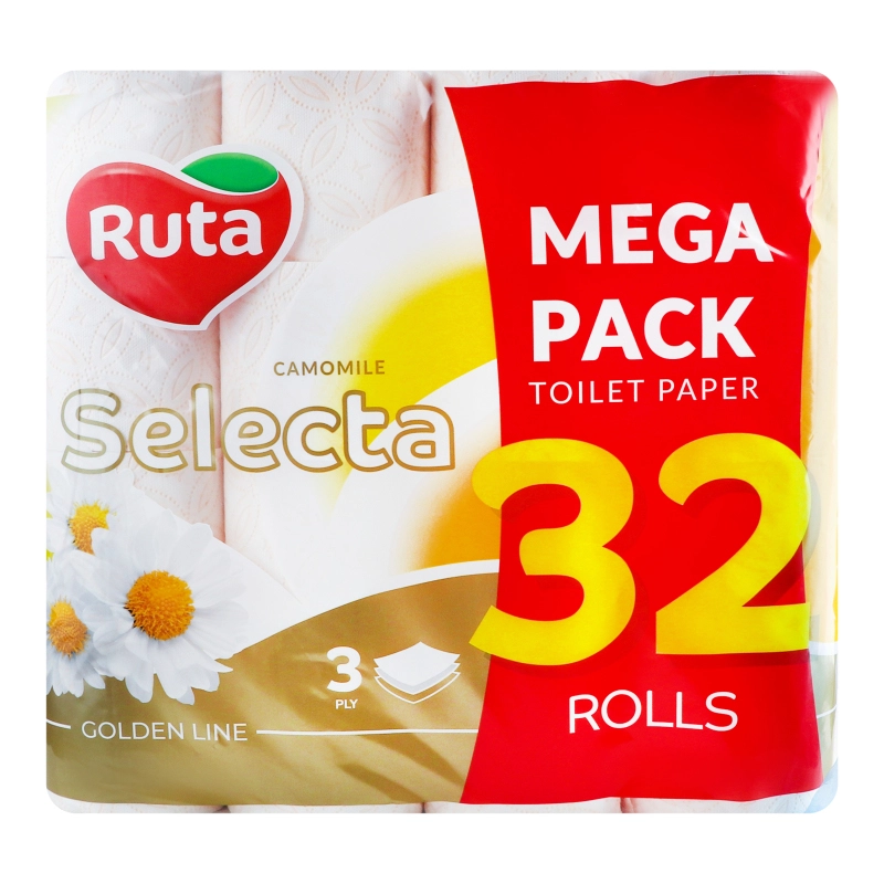 Папір туалетний 3-х шаровий Selecta Ruta 32шт