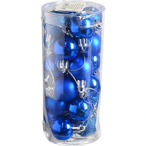 Набір новорічних прикрас 3см блакитний 24шт