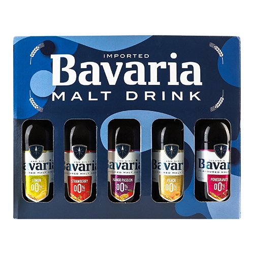 Набір напоїв безалкогольних солодових Peach+Strawberry+Mango Passion+Pomagranate+Lemon 5х0.33л Bavaria к/у 1шт