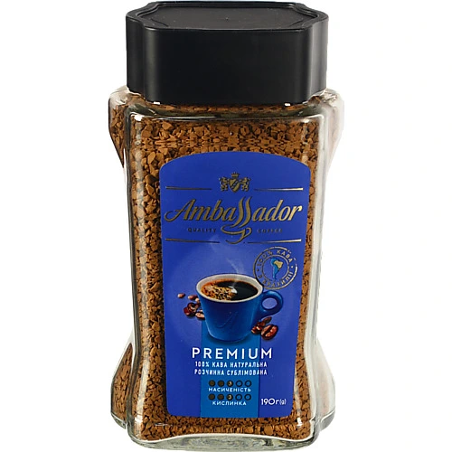 Кава Ambassador Premium190г розчинна скло