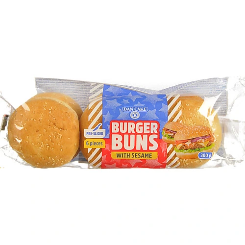 Булочки для гамбургерів пшеничні з кунжутом Dan Cake м/у 6х50г