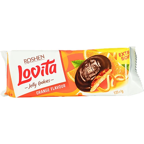 Печиво Рошен 135г lovita jelly cookies жел.апельсину