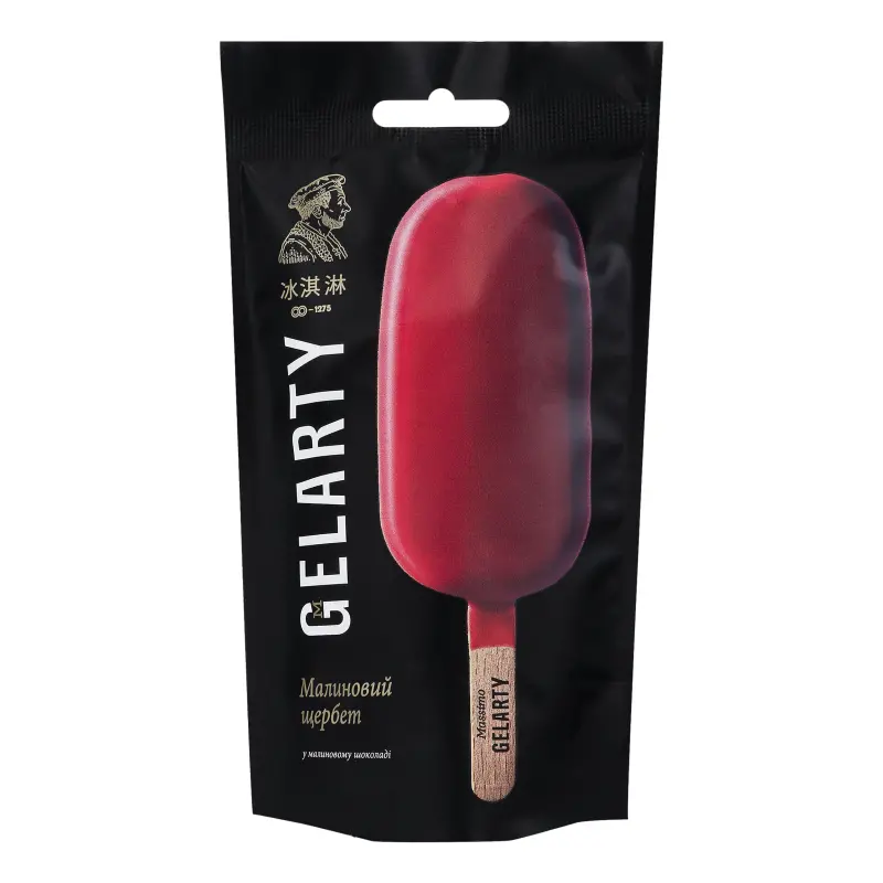 Морозиво в малиновому шоколаді Малиновий щербет Gelarty д/п 80г