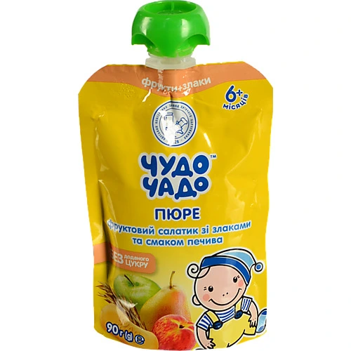 Пюре Чудо Чадо 90г фрук.салат б.цукру печиво та злаками