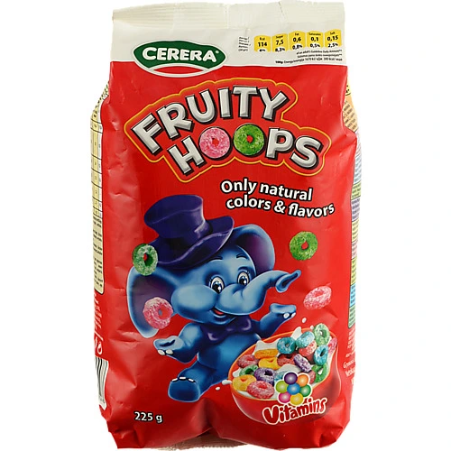 Готовий сніданок Cerera 225г fruity hoops різнокольорові