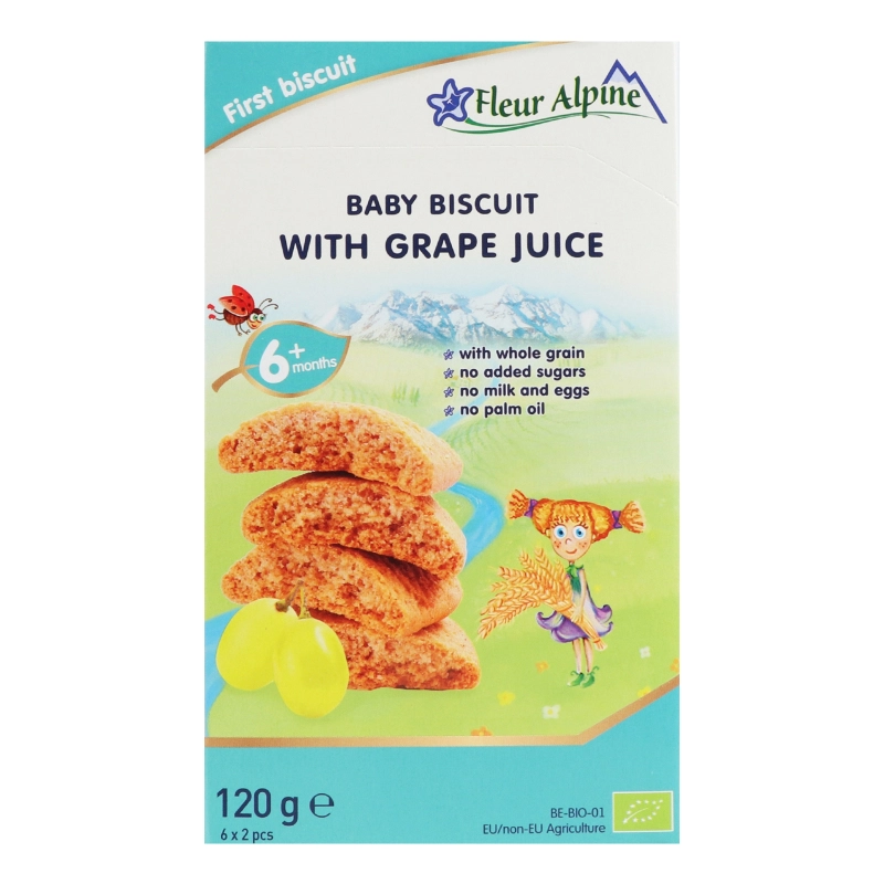 Печиво для дітей від 6міс органічне з виноградним соком Fleur Alpine к/у 120г