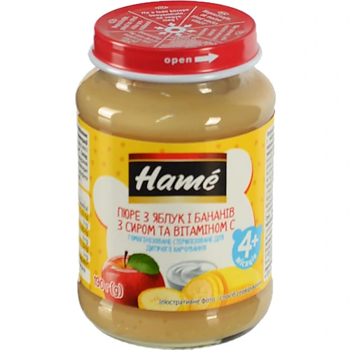 Пюре Hame 190 г яблуко та банан з сиром