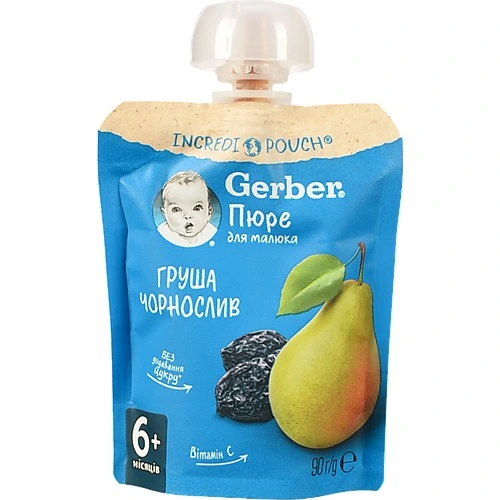 Пюре для дітей від 6міс Груша Чорнослив Gerber д/п 90г