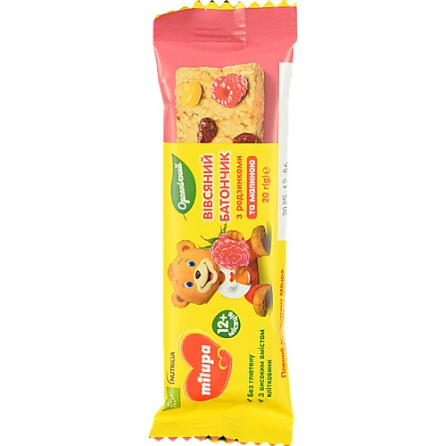 Батончик для дітей від 12міс вівсяний з родзинками та малиною Milupa м/у 20г