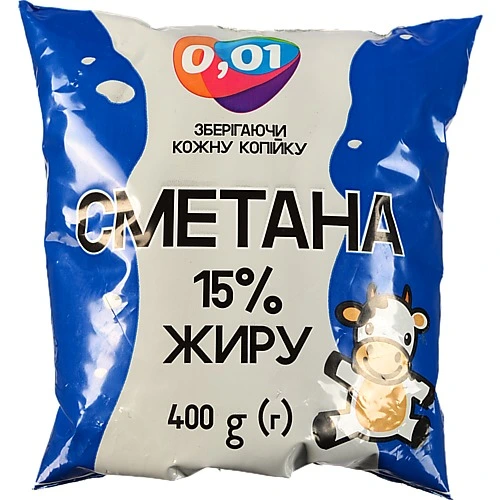 Сметана 15% жирності 400г