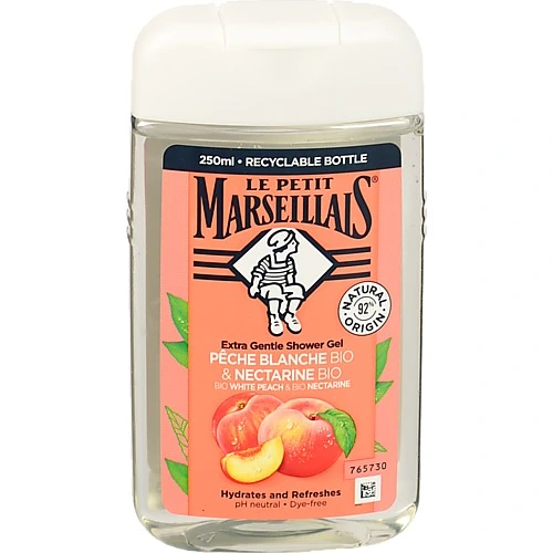 Гель для душу Білий персик і нектарин Le Petit Marseillais 250мл