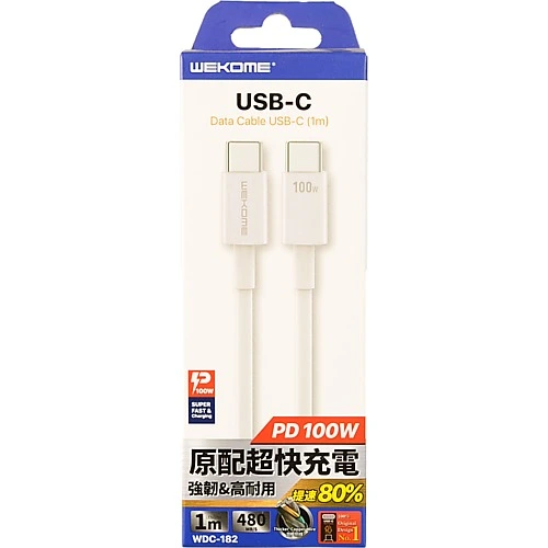 Кабель WK WDC-182 Type-C-Type-C 100W 1м білий