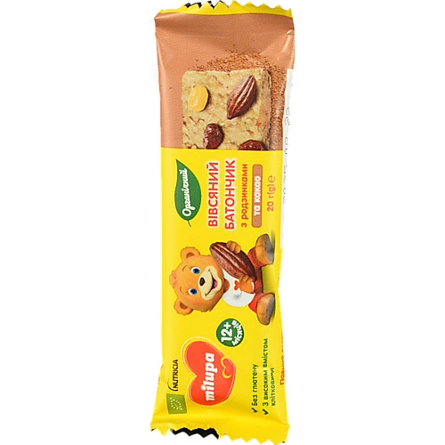 Батончик для дітей від 12міс вівсяний з родзинками та какао Milupa м/у 20г