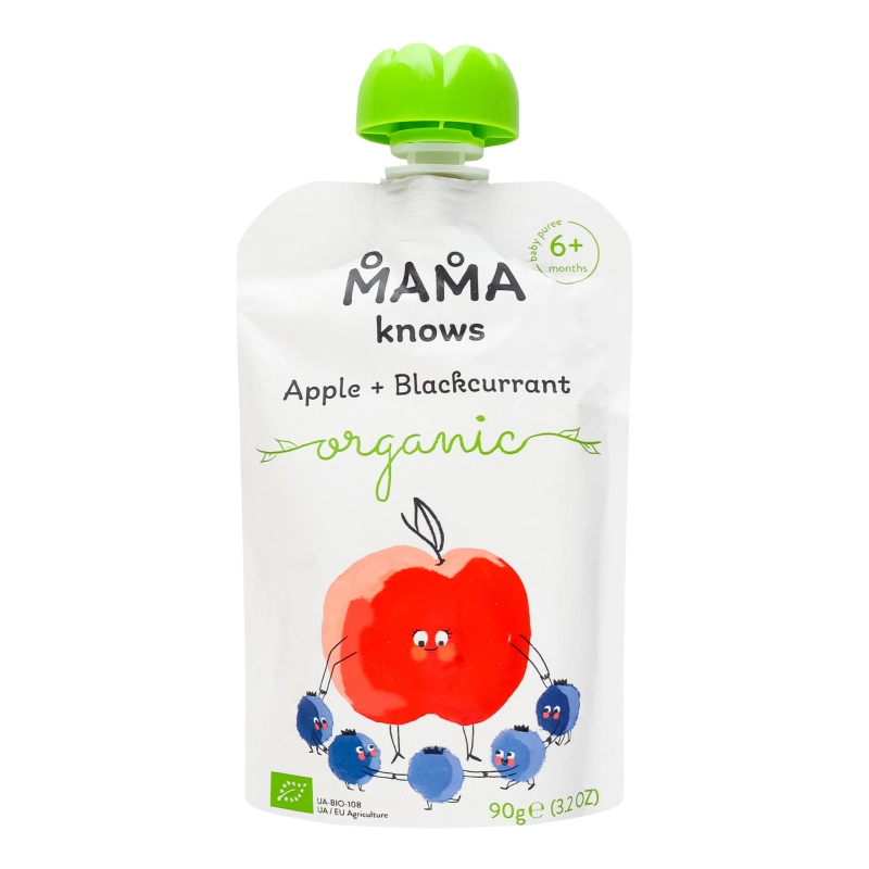 Пюре органічне Mama knows 90г яблуко чорна смородина