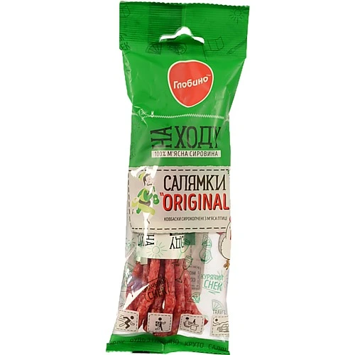 Ковбаски [Глобиноk Салямки Original Chicken сирокопчені вищого ґатунку, 70 г