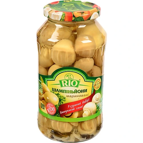 Шампіньйони мариновані з цибулею Rio с/б 690г