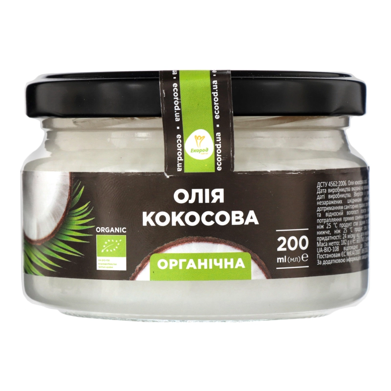 Масло кокосове органічне Екород c/б 200мл