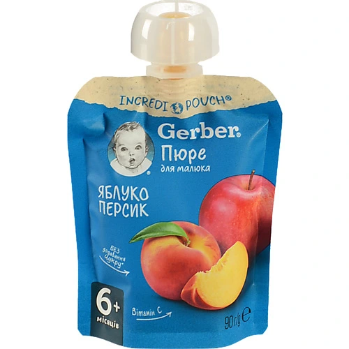 Пюре Гербер 90г яблуко персик пауч
