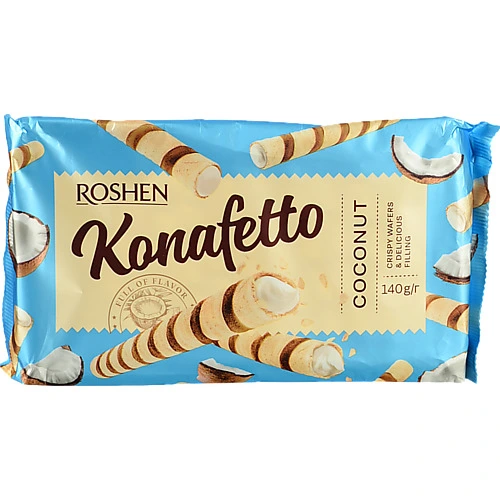 Вафельнi трубочки Рошен 140г кокосова начинка