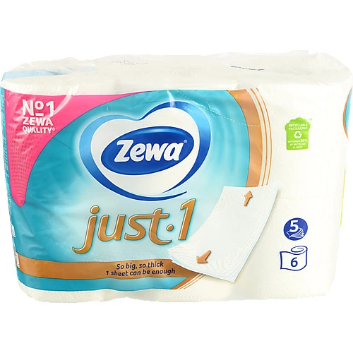 Папір туалетний 5-ти шаровий Just 1 Zewa 6шт