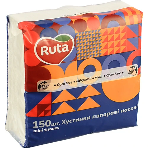Хустинки носові Ruta 150л 2ш mini tissues б.аромату