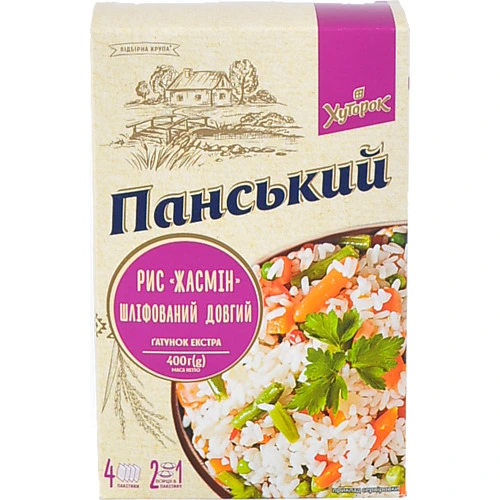 Рис Хуторок панський 400г жасмін довгий шліфований