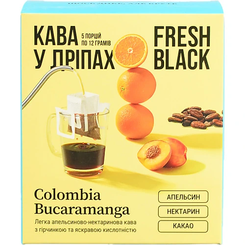 Кава Fresh Black 60г 5штx12г colombia set мелена дріпи