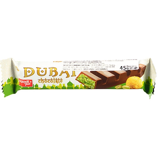 Шоколад Sweet Plus 45г dubai chocolate молочний фісташковий крем kadaif