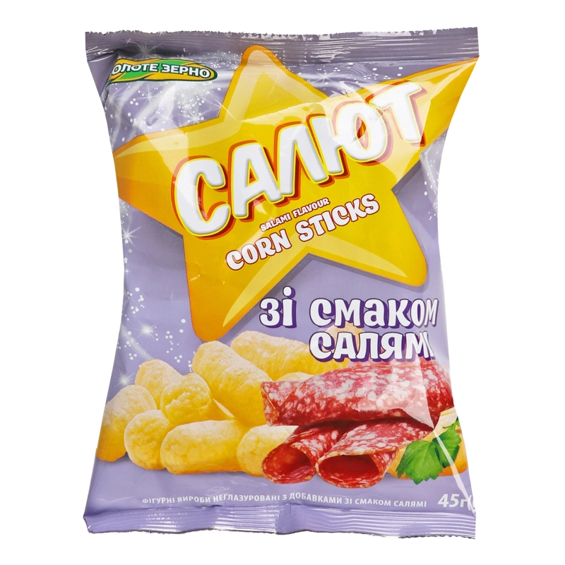 Палички кукурудзяні зі смаком салямі Салют Золоте Зерно м/у 45г