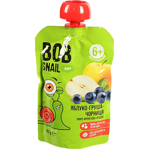 Пюре Равлик Боб 90г яблуко груша чорниця