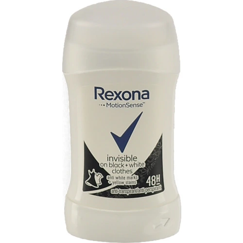 Антіперспiрант олiвець Rexona 50мл актив захист невидима на чорному та бiлому