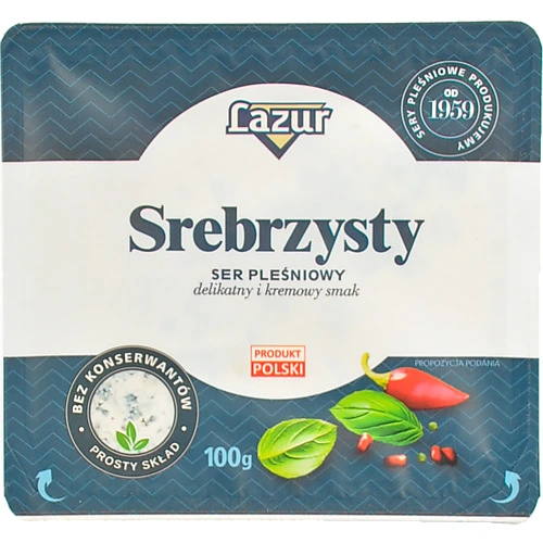Сир Lazur 100г 45% сріблястий з пліснявою
