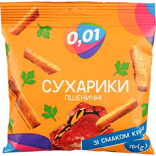 Сухарики 0.01 70г пшеничні краб