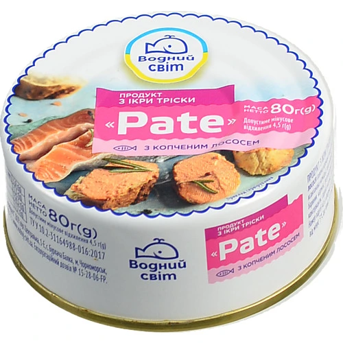 Продукт з ікри тріски Pate 80г копчений лосось