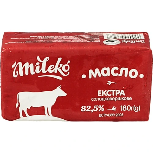 Масло Mileko 180г 82.5% екстра солодковершкове