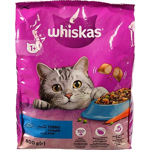 Корм сухий повнораціонний для дорослих котів З тунцем Whiskas 800г