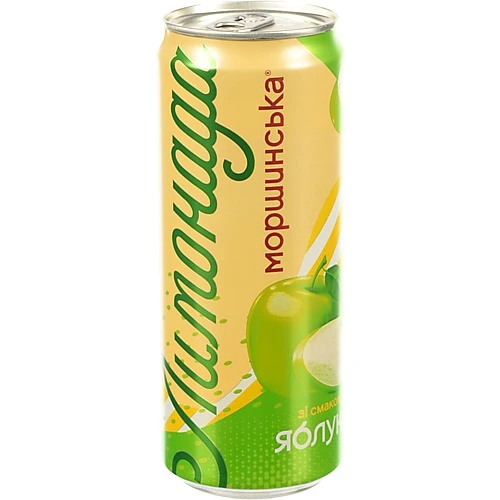 Напій безалкогольний соковмісний середньогазований зі смаком яблука Лимонада Моршинська з/б 0.33л