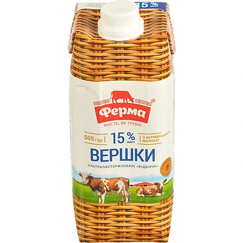 Вершки Ферма 505г 15% т.п