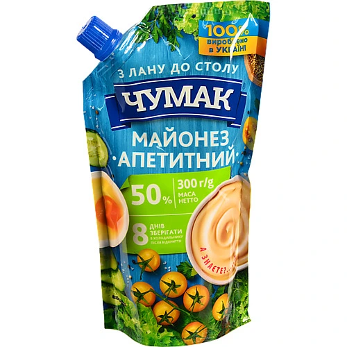 Майонез Чумак 300г апетитний 50% ДП