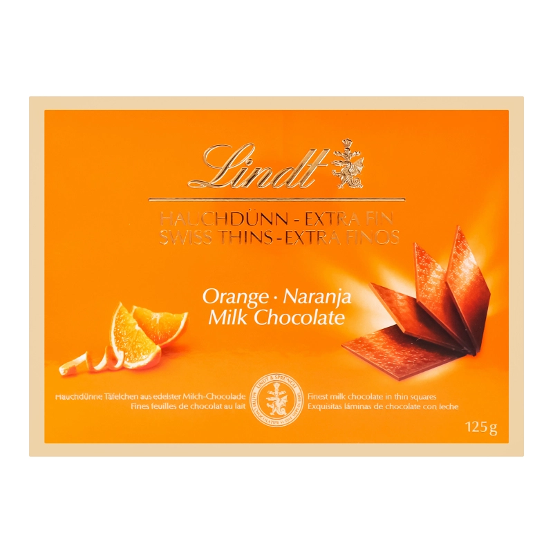 Шоколад молочний Orange Swiss Thins Lindt к/у 125г